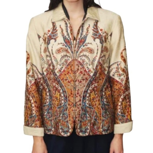 VINTAGE COLDWATER CREEK Ethnic Paisley Print Zip-Up Jacket Large Batik - Picture 2 of 14